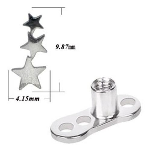 Piercing Microdermal Trio De Estrela Base + Topo