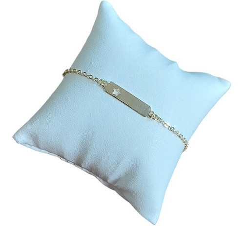 Pulseira Plaquinha Estrela Infantil Folheado A Ouro 18k Semi
