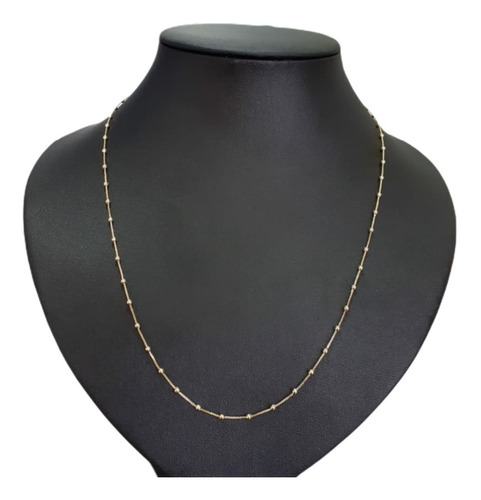 Colar Corrente Bolinhas Folheado Dourado Semi Joia 70 Cm