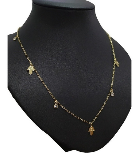 Colar Mandala Hamsá Mão De Fátima Pedra Zirconia Semi Joia