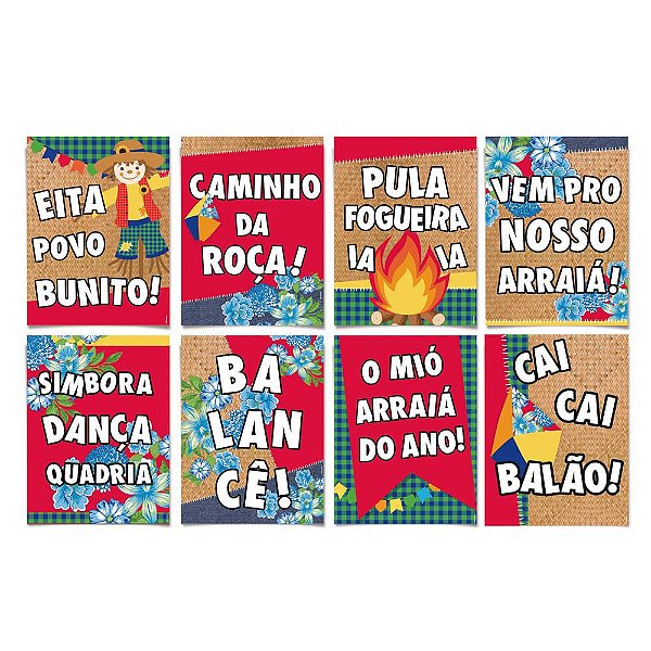 Cartaz Decorativo Festa Junina Sortidos 31,8x42 Pacote com 8 Un - Cromus 23010897