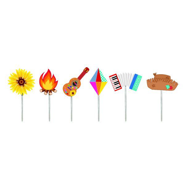 Pick Decorativo Para Doces Quadrilha com 12 Un - Cromus - 28810087