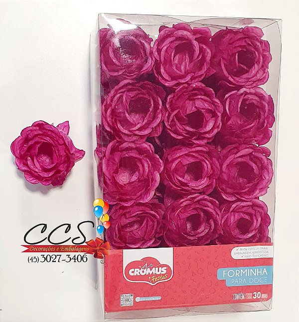 Forminha Para Doces Flora - Fucsia com 30 Unidades - Ref 28610706 Cromus
