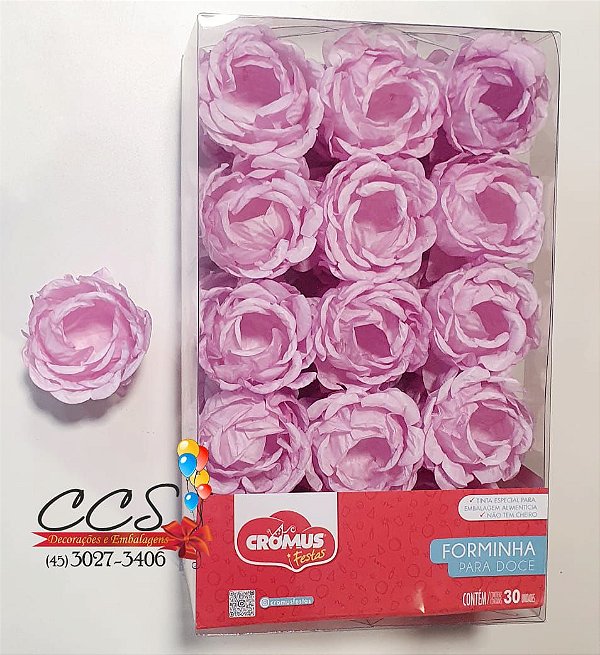 Forminha Para Doces Flora - Lilas Pastel com 30 Unidades - Cromus 28610708