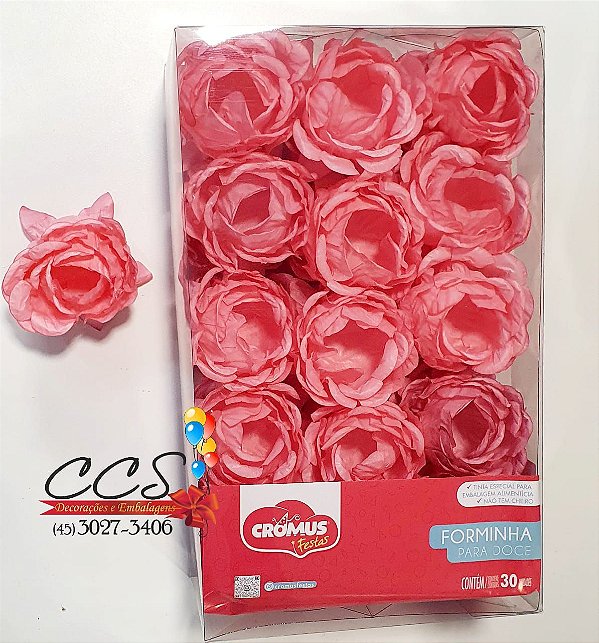 Forminha Para Doces Flora - Rosa Cha com 30 Unidades - Ref 28610703 Cromus