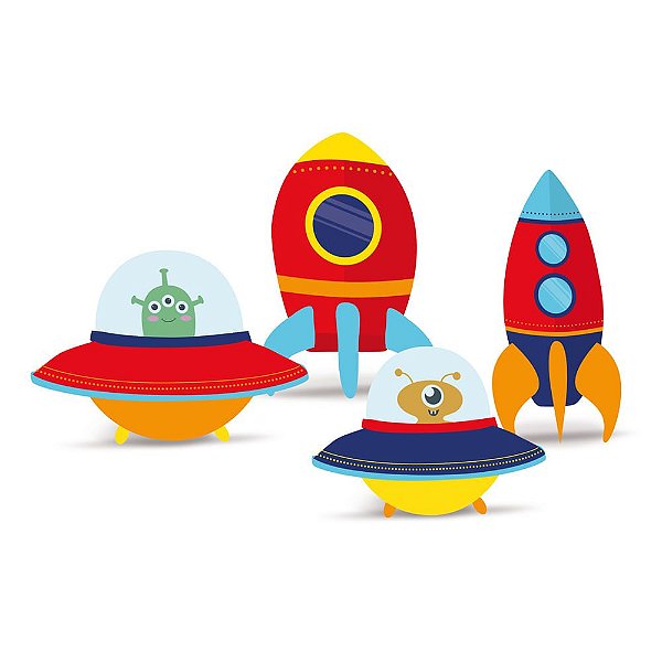 Silhueta Decorativa Enfeite de Mesa Astronauta com 4 Unidades - Cromus 23011432
