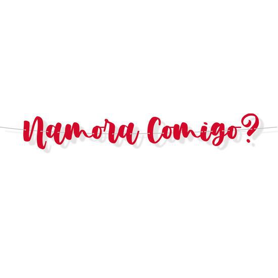 Faixa Decorativa Namora Comigo Lettering - Vermelho - Ref 23012356 Cromus