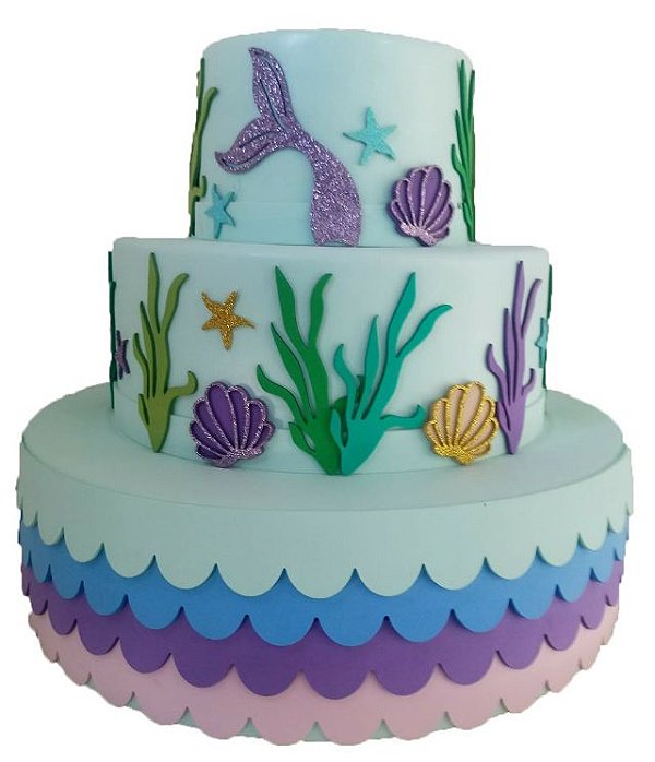 Bolo Decorativo Fake Sereia Lilas - Cia do Eva