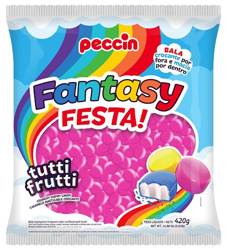 Bala Mastigável Fantasy Rosa Pacote com 420 Gramas - Peccin