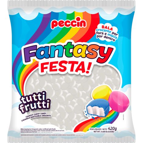 Bala Mastigável Fantasy Branca Pacote com 420 Gramas - Peccin