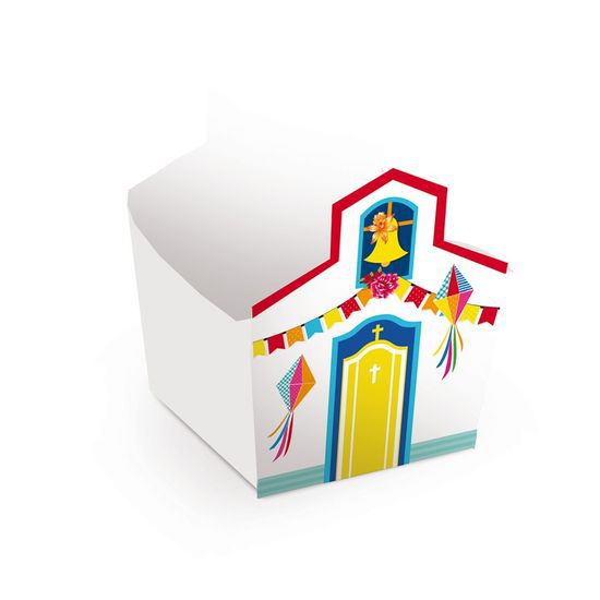 Cachepot Decorativo Festa Junina Igreja - 8X8X7cm com 8 un - Cromus 23011747