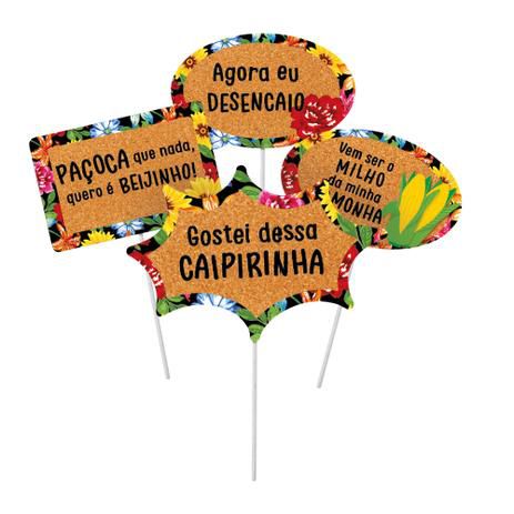 Kit Plaquinhas Divertidas Festa Junina Arraia com 8 Un - Cromus 23011741