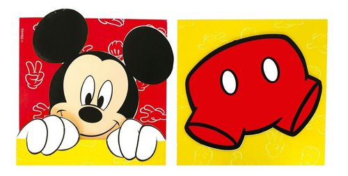 Quadro Decorativo de MDF Relevo Mickey Mouse com 2 Un - Grintoy