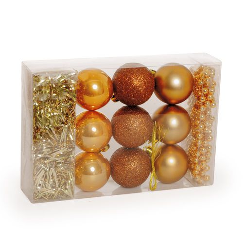 Kit Decorativo de Natal Festão, Bolas e Cordão Ouro com 11 un - Cromus 1316114