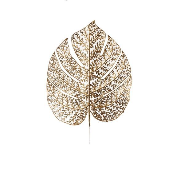 Galho Costela de Adão com Folhas e Glitter Ouro - Cromus 1351427