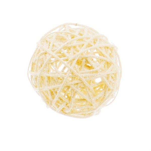 Bola de Rattan Branca com Glitter 7,5cm - Cromus 1211991