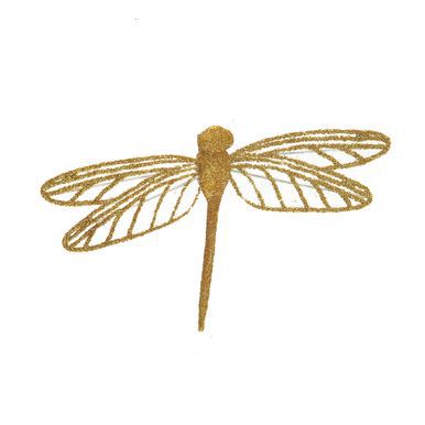 Libélula Decorativa com Clip Ouro - 7cm - 6 Unidades - Cromus 1551636