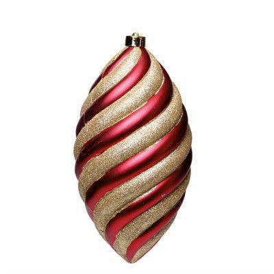Enfeite de Natal de Pendurar Pino Grande 25cm Vermelho e Dourado - Cromus 1712681
