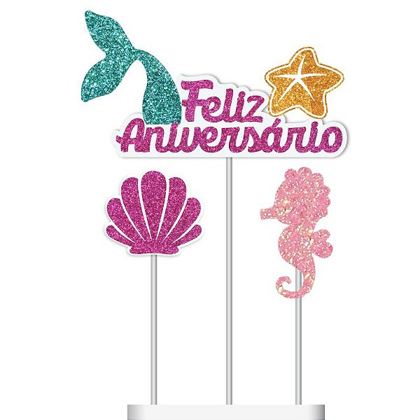 Topo de Bolo de E.V.A Festa Sereia - Ref SR2001 - Grintoy