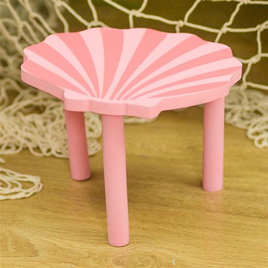 Banquinho Decorativo de Madeira Concha Sereia P 18x16,5x10 - Cromus 27010127