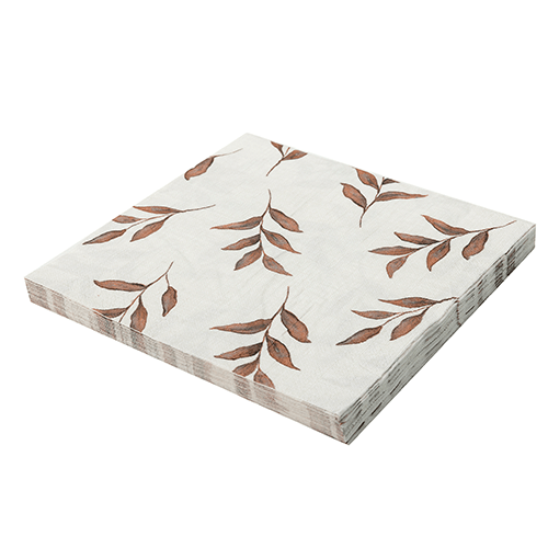 Guardanapo de Papel Estampado Folhas Secas 32x32cm com 20 Un - Silver Plastic