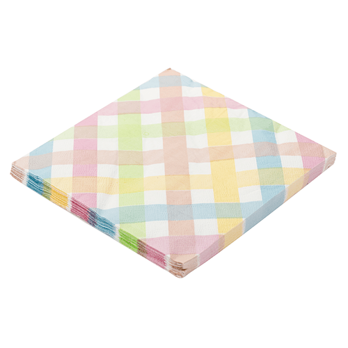 Guardanapo de Papel Estampado Xadrez Candy 32x32cm com 20 Un - Silver Plastic