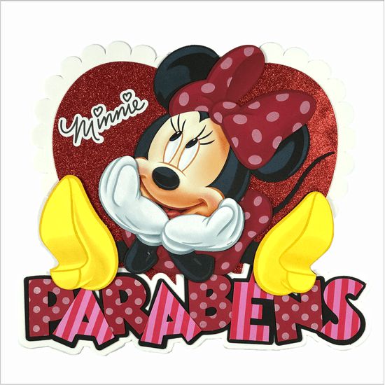 Painel Decorativo deE.V.A Glitter Parabéns Minnie Vermelha Ref 301060 Piffer