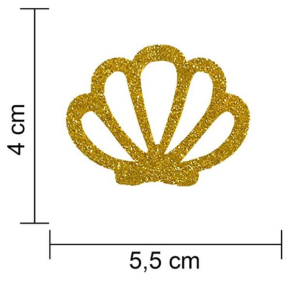 Aplique Decorativo de E.V.A Glitter Concha Ariel com 5Un - Ref 312001 - Piffer