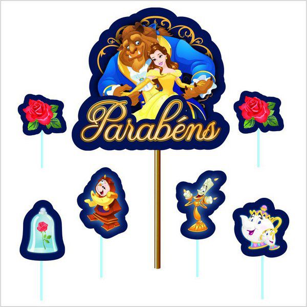 Decorações para topo de bolo de princesa da Disney, artigos de decoração de  festa de aniversário, todas as princesas