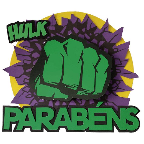 Painel Decorativo de E.V.A Parabéns Hulk 72x61cm - Vingadores - Ref 331082 Piffer