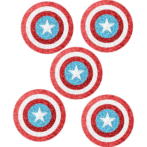 Aplique Decorativo de E.V.A Glitter Escudo Capitão América com 5Un - Ref 331004 - Piffer