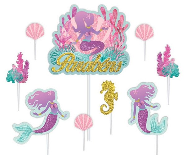 Topper de Bolo Sereia Princesa Ariel Topo Personalizado