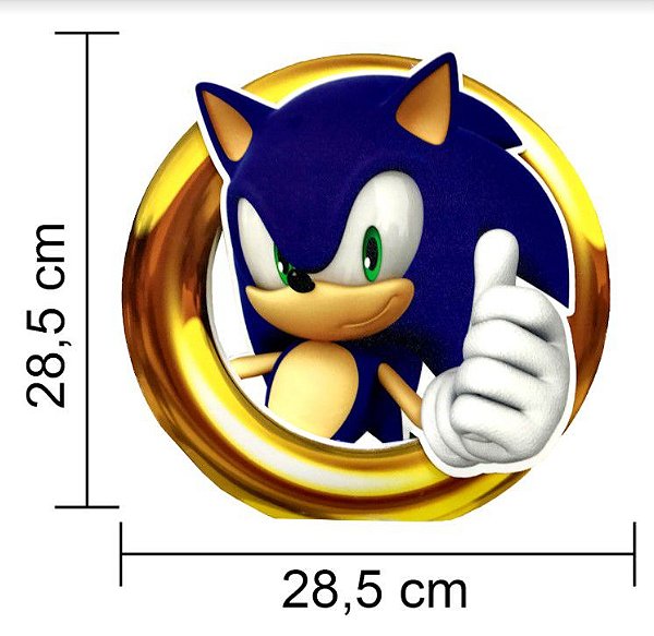 Enfeite Decorativo Grande de Mesa Festa Sonic 28x28cm - Ref 357010