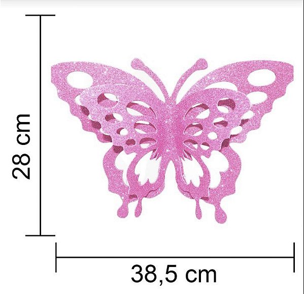 Painel Decorativo Floral Borboleta Vazada G Rosa Bebe 01 Unidade - Ref 110035 Piffer