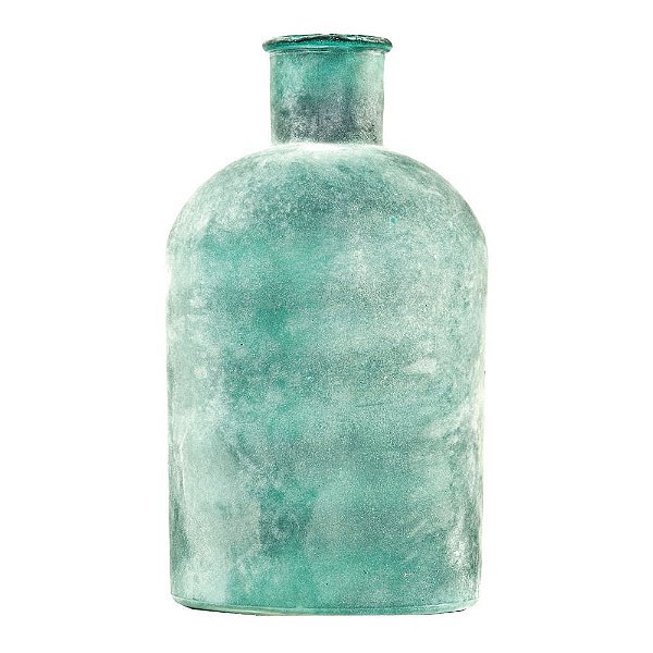 Garrafa Decorativa de Vidro Acabamento Fosco na Cor Azul 31cm - Coleção Los Cabos - Ref 1696603 Cromus