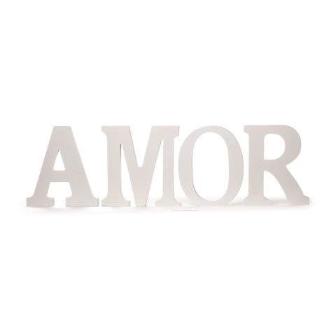 Letreiro Decorativo em Madeira Branca Amor - Coleção Hollywood - Ref 1750717-LA - Cromus