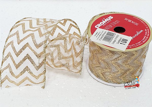 Fita Aramada de Voil Missoni Nude 6,3cm - Fitas Natalinas - Ref 1716923 Cromus Natal