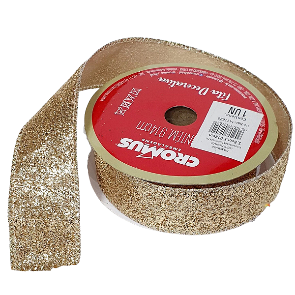 Fita Aramada de Glitter Nude 3.8cm x 9.14cm - Fitas Aramadas - Ref 1417625 Cromus Natal