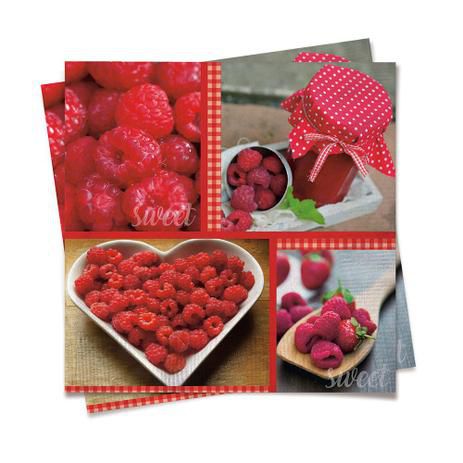 Guardanapo de Papel Decorado Framboesa 32x5x32,5cm com 20 Un - Ref 19000085 Cromus