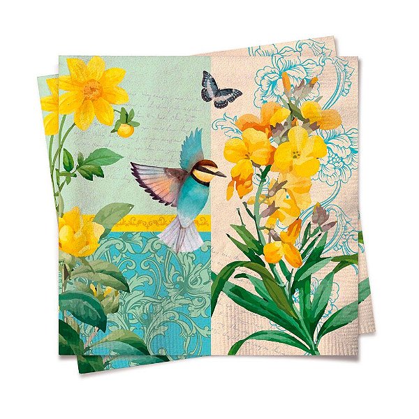 Guardanapo de Papel Decorado Beija Flor 32x5x32,5cm com 20 Un - Ref 19000114 Cromus