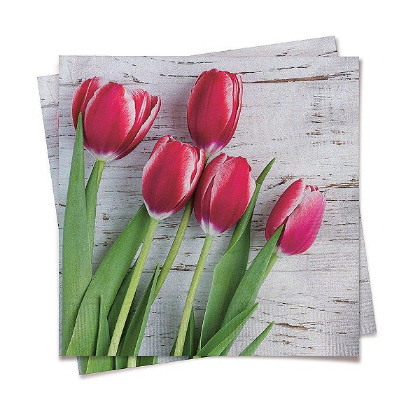 Guardanapo de Papel Decorado Tulipas 32x5x32,5cm com 20 Un - Ref 19000107 Cromus