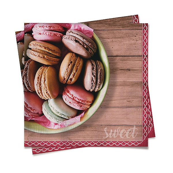 Guardanapo de Papel Decorado Macarons 32x5x32,5cm com 20 Un - Ref 19000080 Cromus