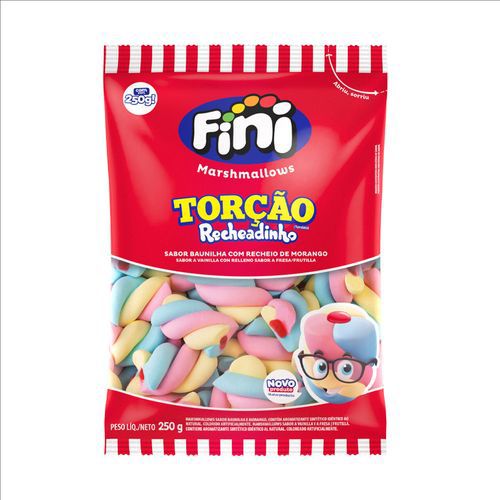 Marshmallow Fini Torção Recheado colorido 250 Gramas - Fini
