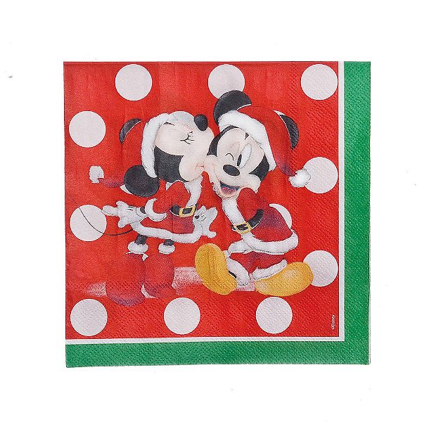Guardanapo de Papel Decorado Mickey e Minnie Vermelho e Branco 32x5x32,5cm com 20 Un - Ref 1595379 Cromus