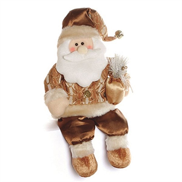 Boneco Papai Noel Sentado com Saco de Presente Cobre e Marrom 38cm - Coleção Hawaii - Ref 1412539 Cromus Natal