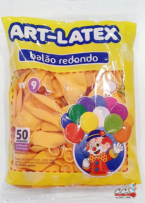 Balão de Latéx 9 Polegadas Amarelo Ouro Pacote com 50 Unidades - Art Látex