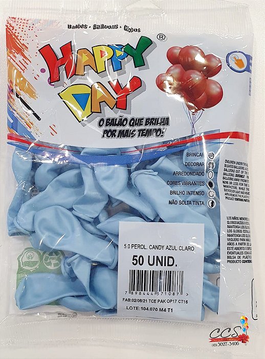 Balão de Latex 5 Polegadas Perolizado Candy Color Azul com 50 Unidades -  Happy Day - CCS Decorações