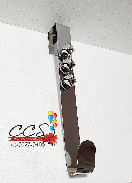 Gancho Para Porta Suporte Para Guirlanda Prata com Guizos 40cm - Ref 1716355 Cromus Natal
