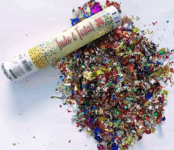 Lança Confete Tudo é Festa Colorido Metalizado - Make