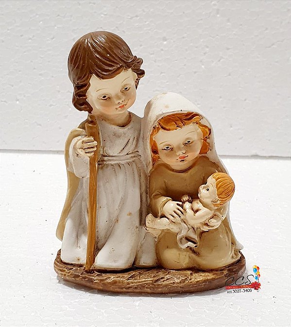 Sagrada Familia de Resina Rosto Infantil 10x7x5cm - Ref 1411507 Cromus Natal